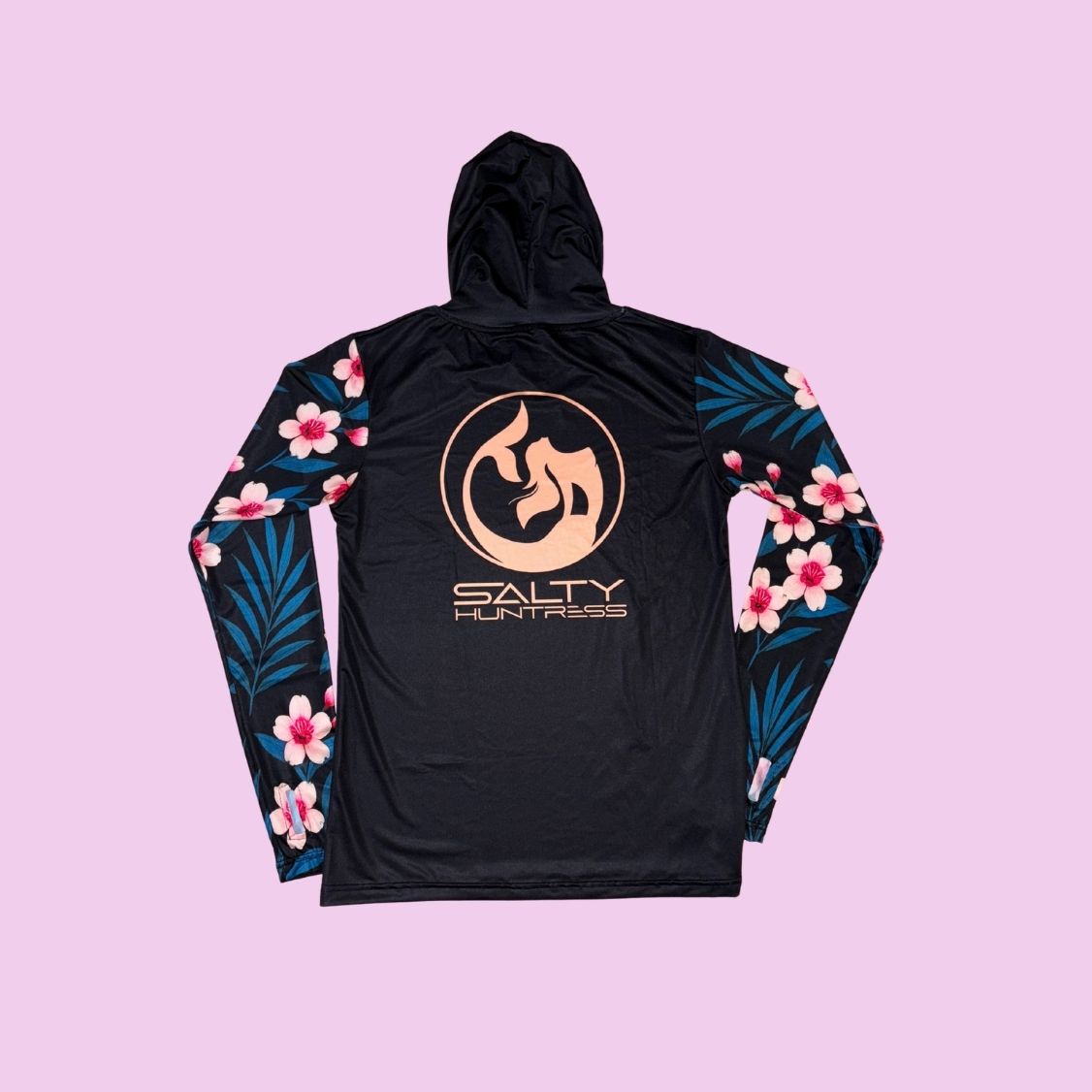 Women's Sun Shirt - Tropical Black with Hood/Thumbholes