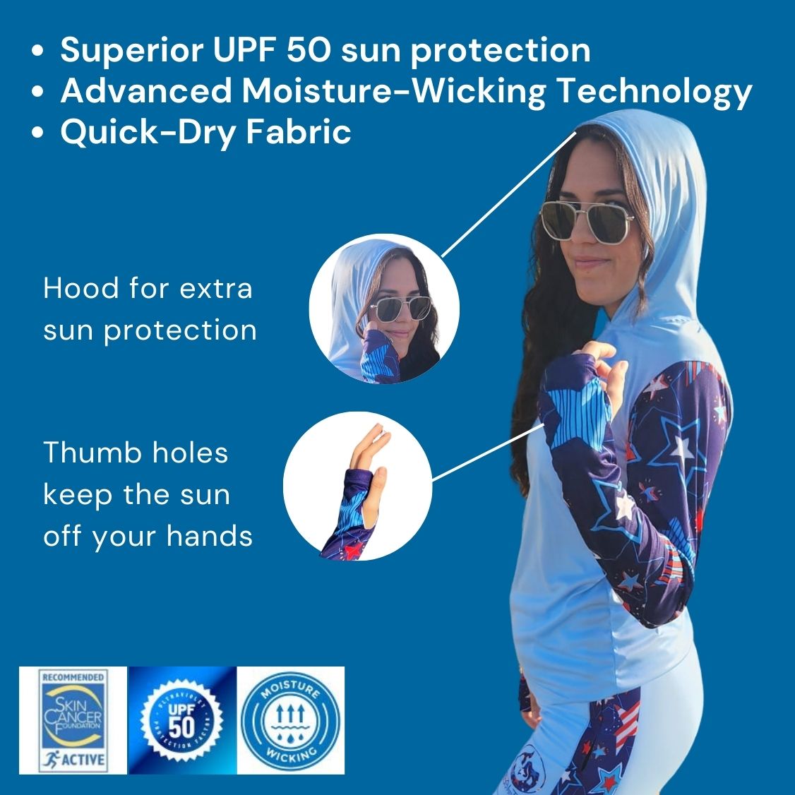 Women's Sun Shirt - Rainbow Leopard on White with Hood/Thumbholes