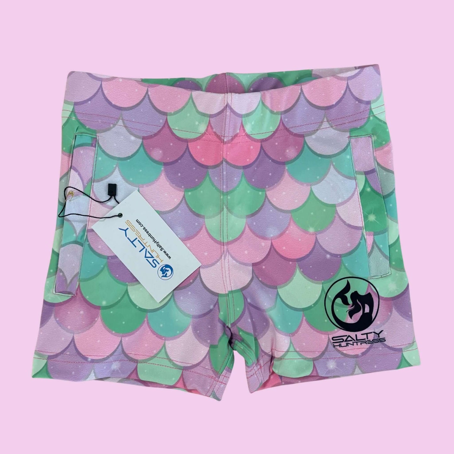 Mermaid - Youth Board Shorts - UPF 50, Quick-Dry Fabric, Zippered Pockets