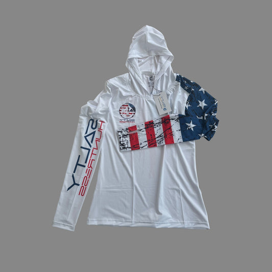 Men's/Unisex Sun Shirt - Freedom Flag with Hood/Thumbholes