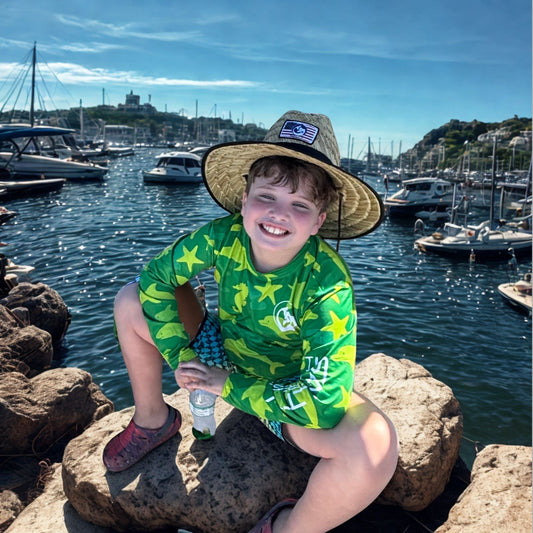 Kid's Sun Shirt - Sea Creatures Green
