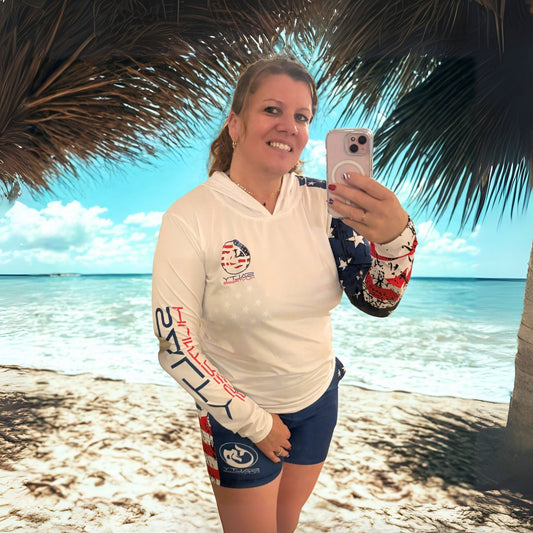 Women's Sun Shirt - Freedom Flag with Hood/Thumbholes
