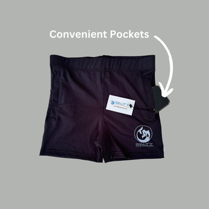 Women's Board Shorts - Black with Zip Pockets