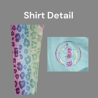 Women's Sun Shirt - Rainbow Leopard on Mint with Hood/Thumbholes