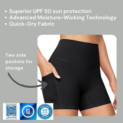 Women's High Waisted Shorts - Black