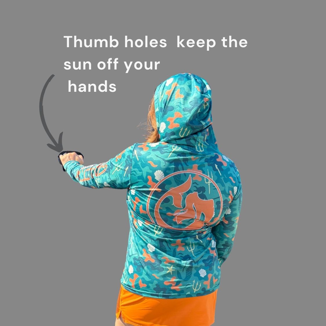Women's Sun Shirt - Mermaid Camo Green with with Hood/Thumbholes