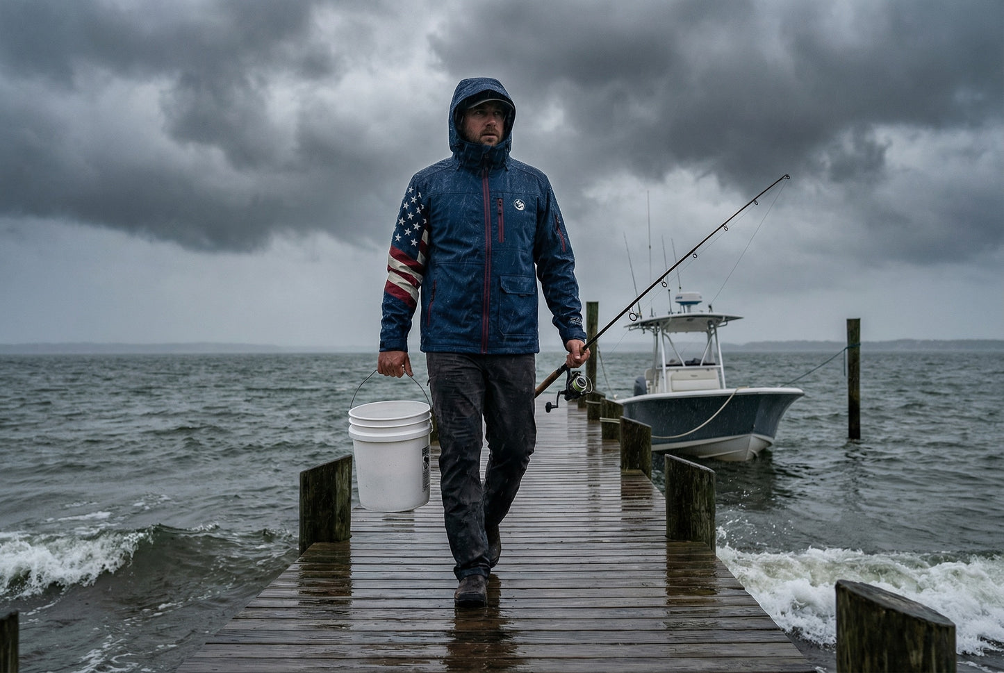 Unisex Watertight Rain Jacket - Patriotic