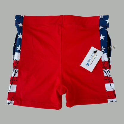 Red Freedom - Ladies Board Shorts - UPF 50, Quick-Dry Fabric, Zippered Pockets