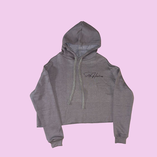 Women's Cropped Fleece Hoodie - Grey Skies