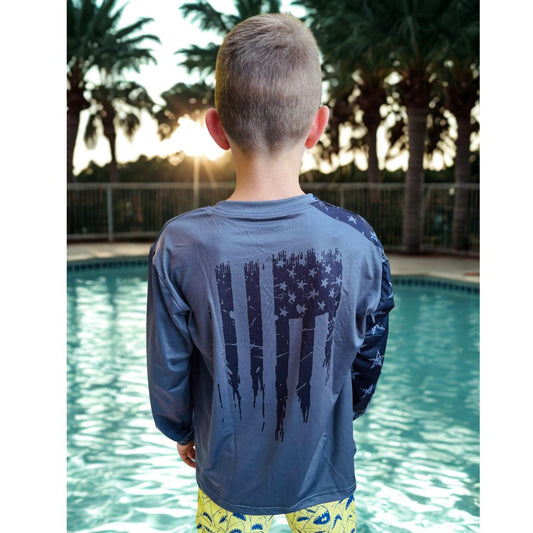Kid's Sun Shirt - Freedom Flag Midnight