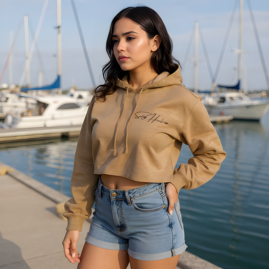 Women's Cropped Fleece Hoodie - Sand Dune