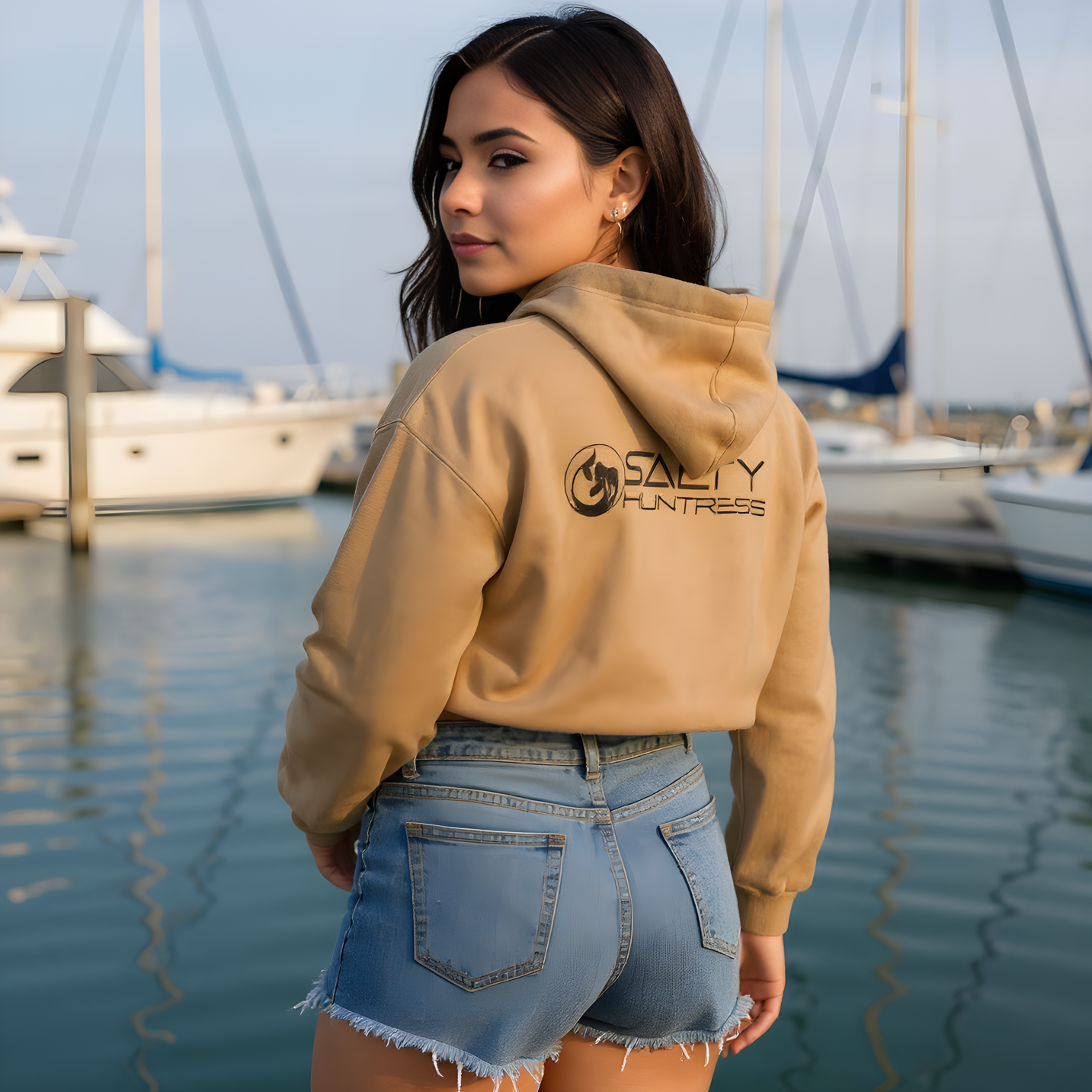 Women's Cropped Fleece Hoodie - Sand Dune