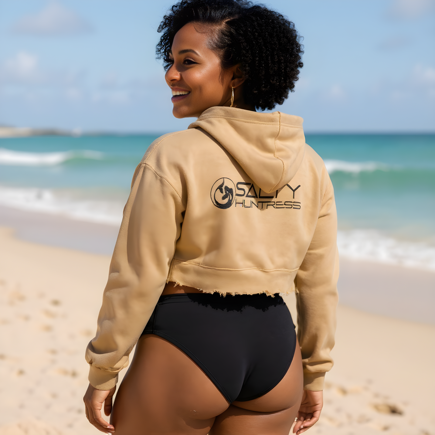 Women's Cropped Fleece Hoodie - Sand Dune