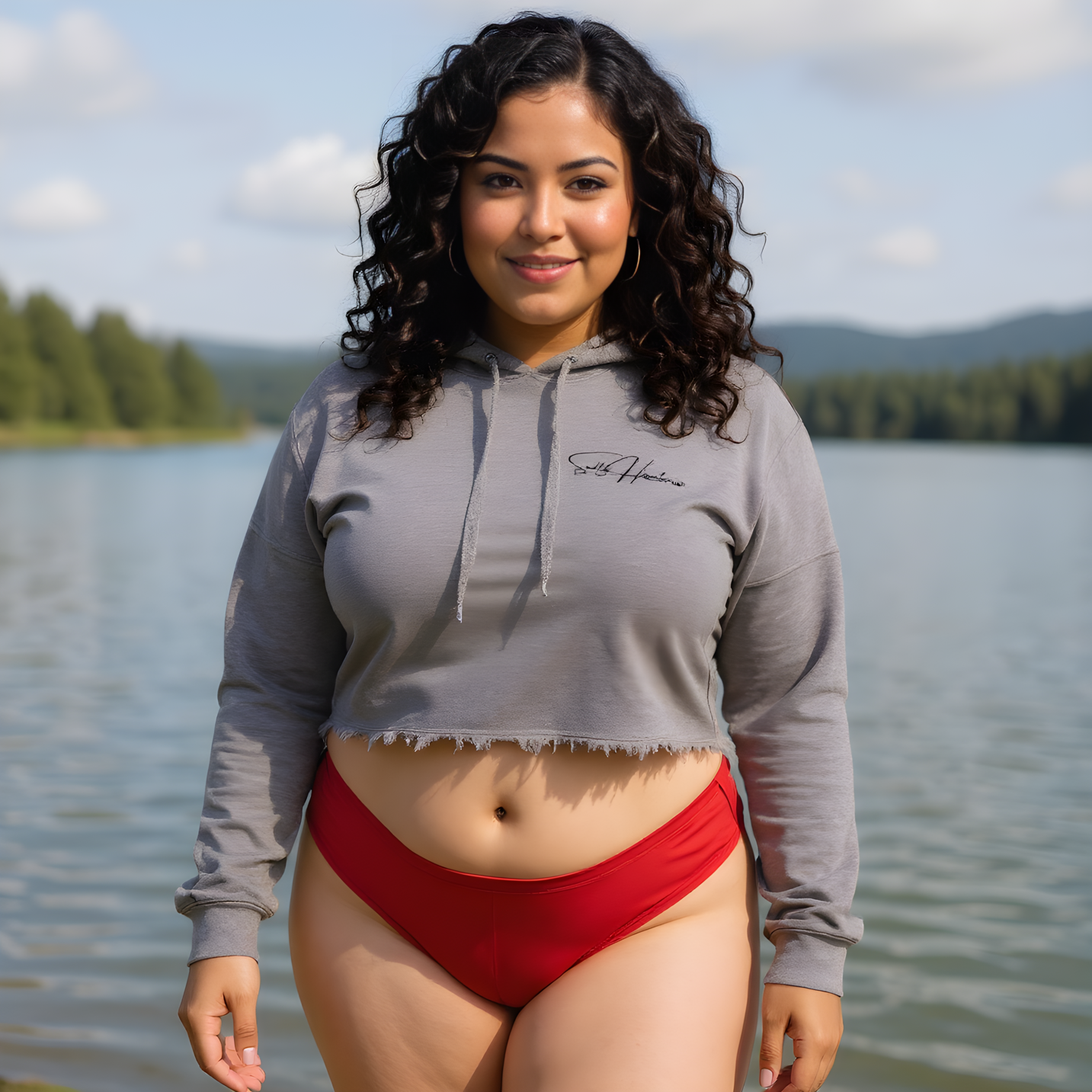 Women's Cropped Fleece Hoodie - Grey Skies