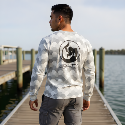 Men's/Unisex Sun Shirt - Fish Scales (Grey/White)