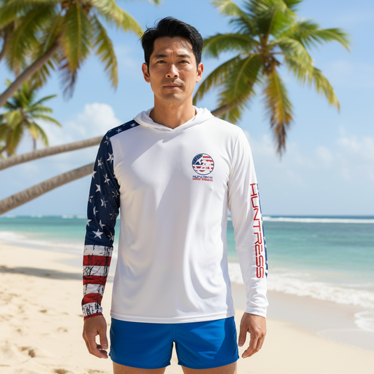 Men's/Unisex Sun Shirt - Freedom Flag with Hood/Thumbholes