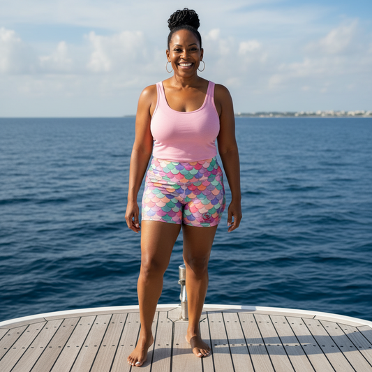 Women's High Waisted Shorts - Mermaid Pink