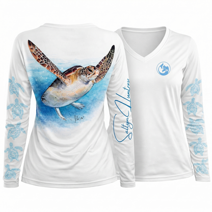 Ladies | Sea Turtle Performance Shirt | Local Artist Series (v-Neck)