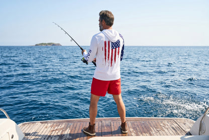 Men's/Unisex Sun Shirt - Freedom Flag with Hood/Thumbholes