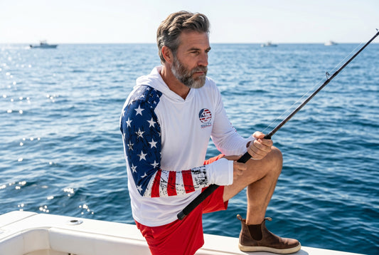 Men's/Unisex Sun Shirt - Freedom Flag with Hood/Thumbholes
