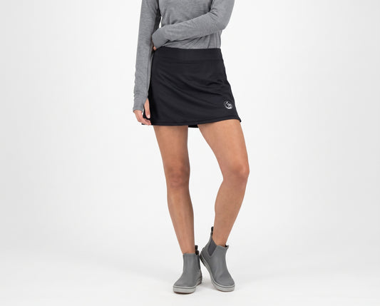 Women's Tennis Skirt with Built-In Shorts - Black Abyss